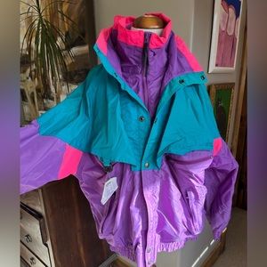 Vintage Ski Jacket Coat Subzero Purple Unisex L Pink Green Zip Snap Lift…